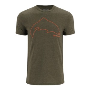 Simms Trout Outline T-Shirt Loden Heather M