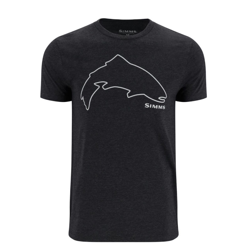 Simms Trout Outline T-Shirt Dark Gunmetal Hthr XXL-59192
