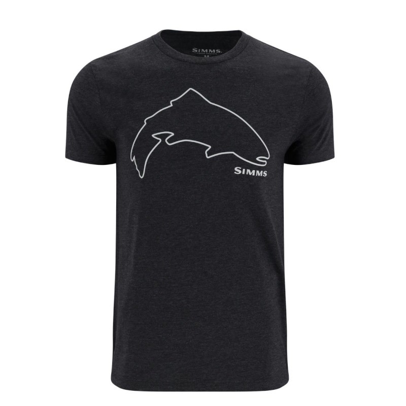 Simms Trout Outline T-Shirt Dark Gunmetal Hthr 3XL-59196