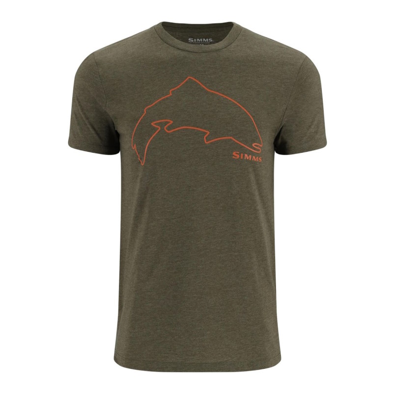 Simms Trout Outline T-Shirt Loden Heather S-59205