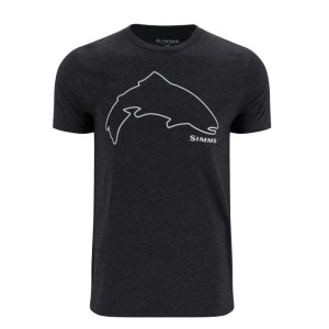 Simms Trout Outline T-Shirt Dark Gunmetal Hthr S
