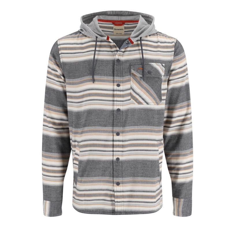 Simms Santee Flannel Hoody Black/Slate Blanket S-62318