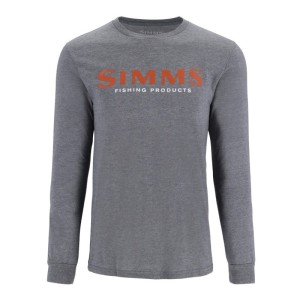 Simms Logo Shirt LS Athletic Heather XL