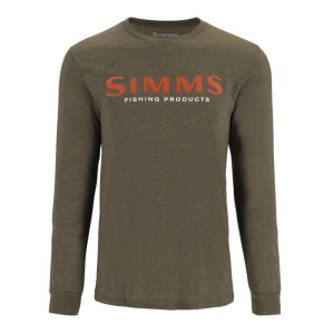 Simms Logo Shirt LS Loden Heather S