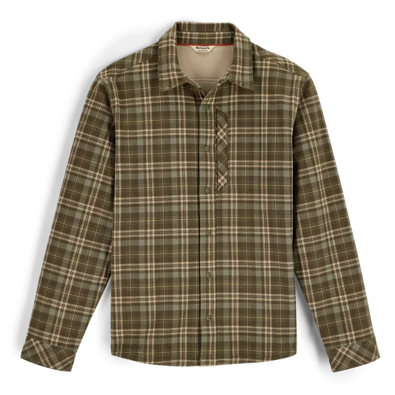 Koszula ocieplana Simms Coldweather Shacket Schooner Plaid Loden – przód
