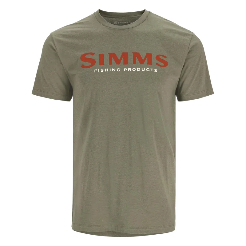 Koszulka Simms Logo T-Shirt Simms Orange/Military – przód z logo Simms Fishing Products