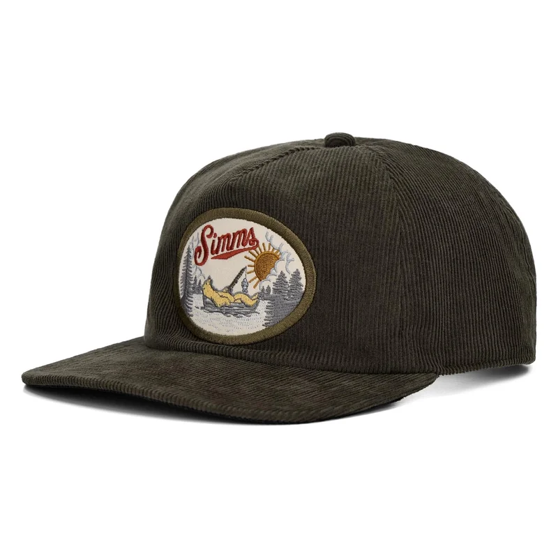 Czapka Simms Double Haul Corduroy Cap Loden – przód z naszywką