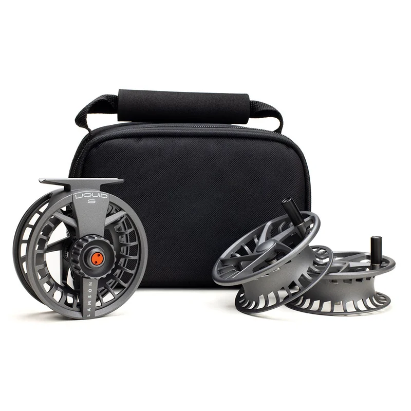 Kołowrotek muchowy Lamson Liquid S 3-Pack – zestaw z dwiema szpulami – Smoke