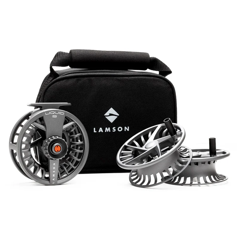 Kołowrotek muchowy Lamson Liquid S HD 3-Pack – zestaw z dwiema szpulami – Smoke