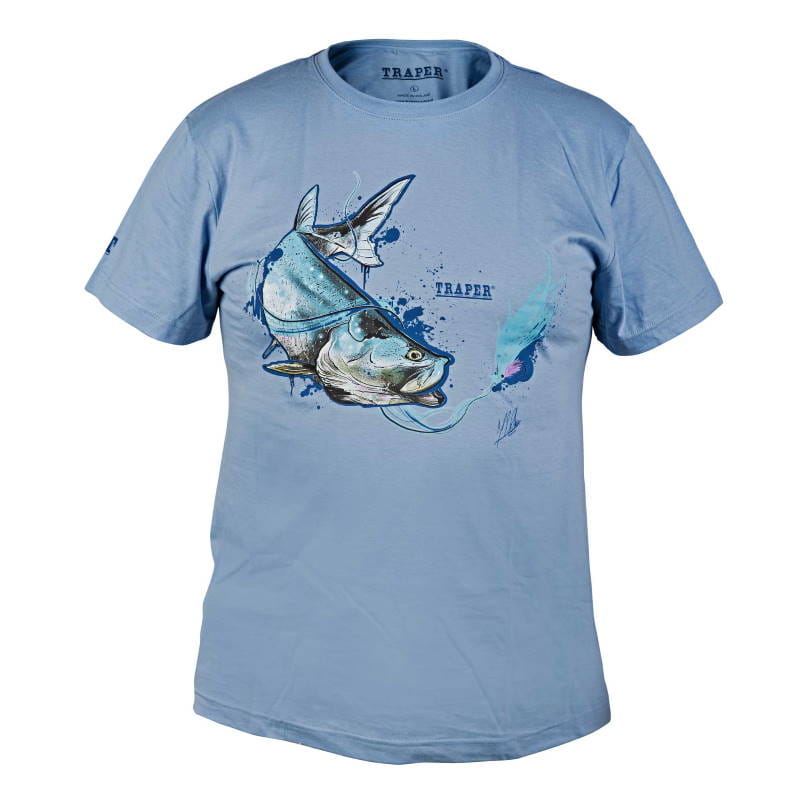 Traper Fly T-shirt Art Tarpoon Light Blue S-27479