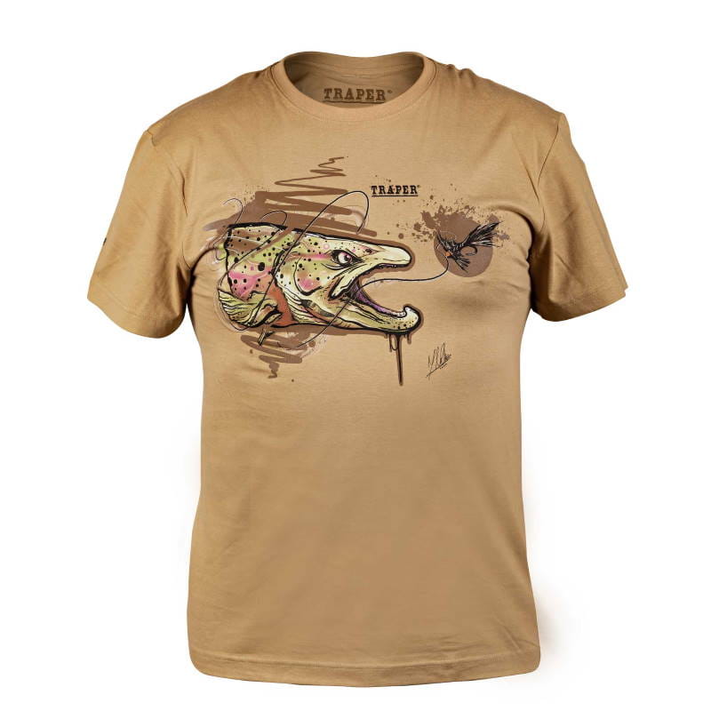 Traper Fly T-shirt Art Trout Sand XXL-27507