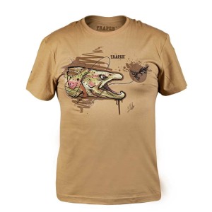 Traper Fly T-shirt Art Trout Sand XXL