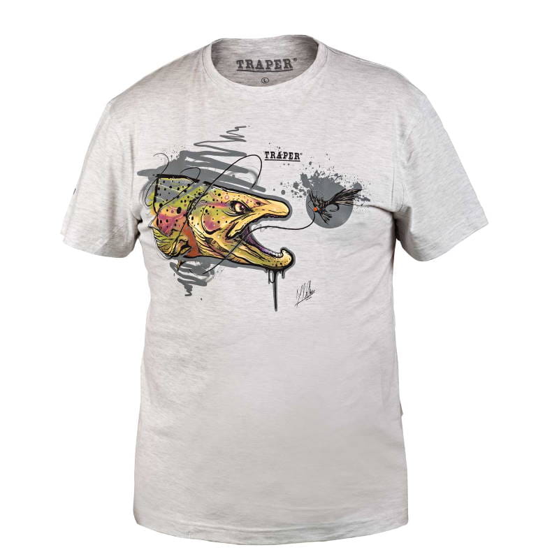 Traper Fly T-shirt Art Trout Light Grey XXL-27495