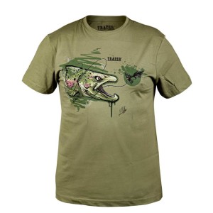 Traper Fly T-shirt Art Trout Light Khaki XL