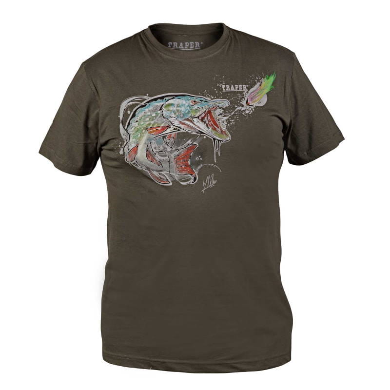 Traper Fly T-shirt Art Pike Dark Khaki L-27445