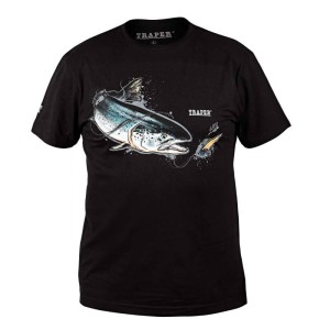 Traper Fly T-shirt Art Salmon Black XL