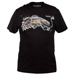 Traper Fly T-shirt Art Rainbow Trout Black XXL