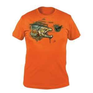 Traper Fly T-Shirt Art Trout Orange L