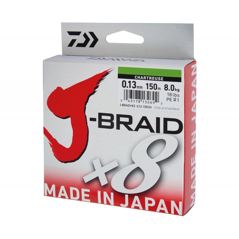 Daiwa Plecionka J-Braid x8 Chartreuse 150m 0.13mm-60270