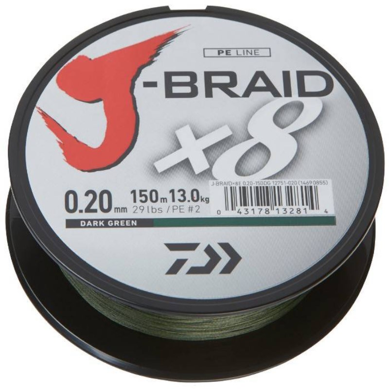 Daiwa Plecionka J-Braid x8 Dark Green 150m 0.18mm-60256