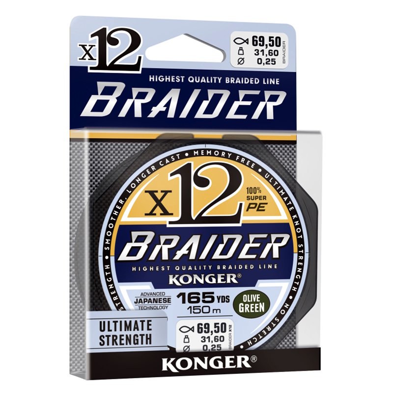 Konger Plecionka Braider X12 Green 150m 0.16mm-60305