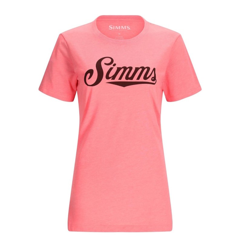 Simms Wms Crew Logo T-Shirt Watermelon Heather L-63676