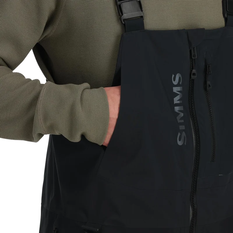 Spodnie przeciwdeszczowe Simms ProDry Bib Black – kieszenie na dłonie