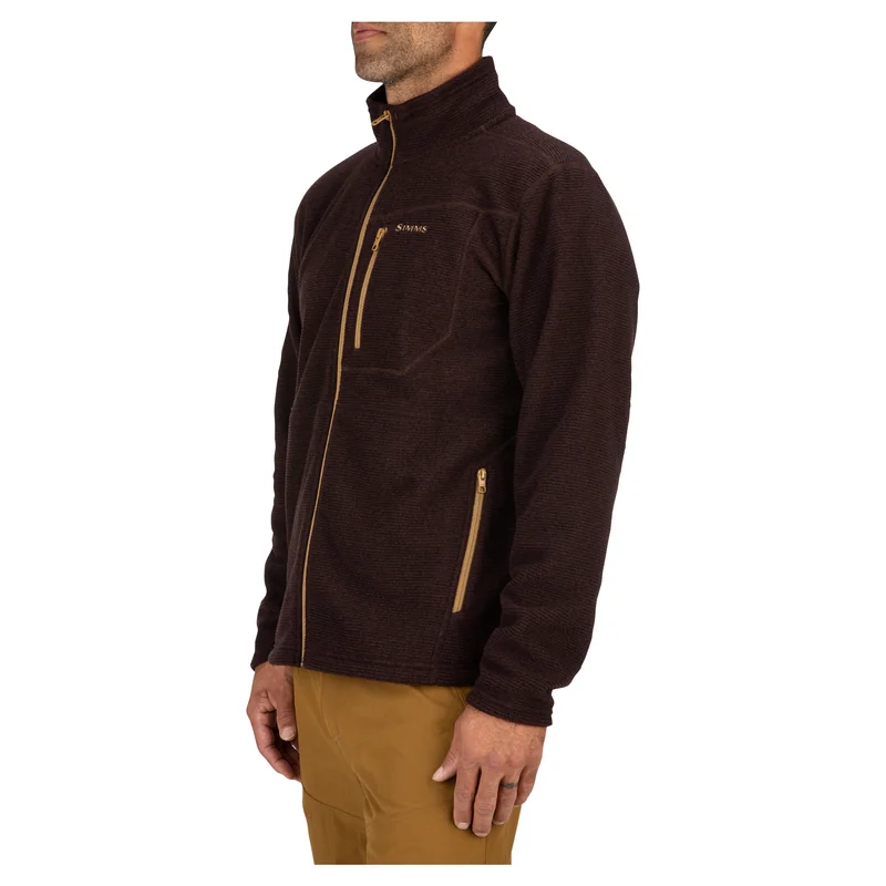 Polar rozpinany Simms Rivershed Full Zip Mahogany – stójka z osłoną zamka