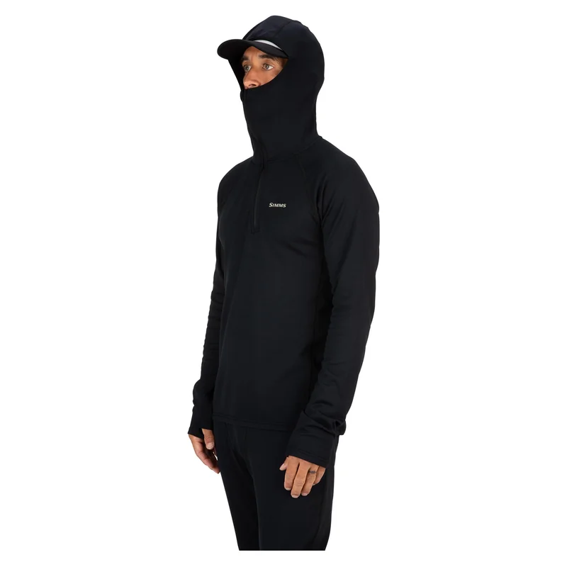 Bluza termoaktywna Simms Heavyweight Baselayer Hoody Black – otwory na kciuk
