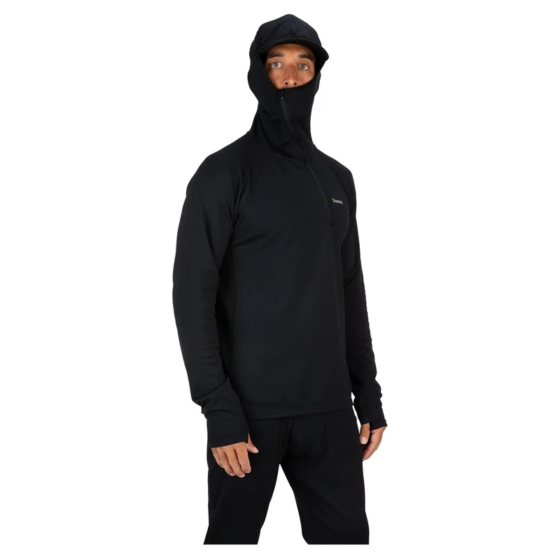 Bluza termoaktywna Simms Heavyweight Baselayer Hoody Black – kaptur z kominem