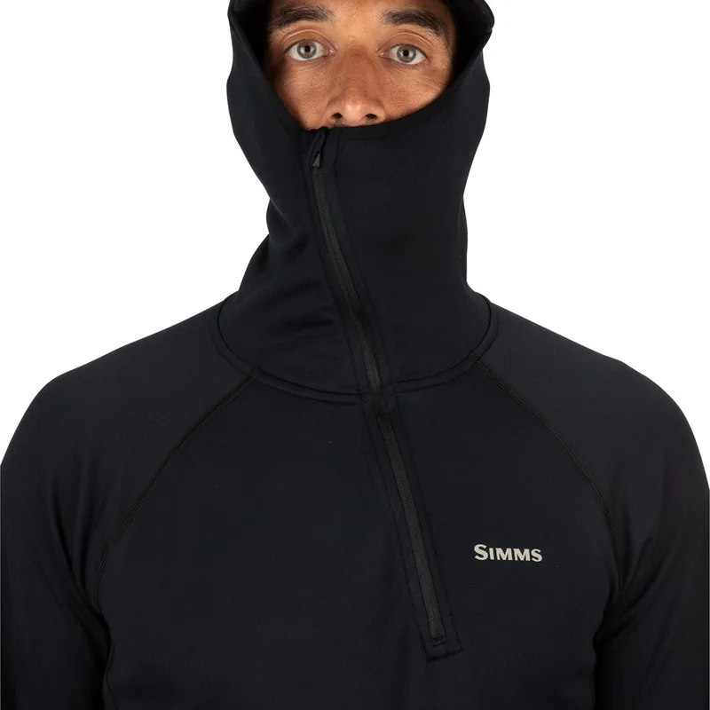 Bluza termoaktywna Simms Heavyweight Baselayer Hoody Black – mikropolar w kratkę