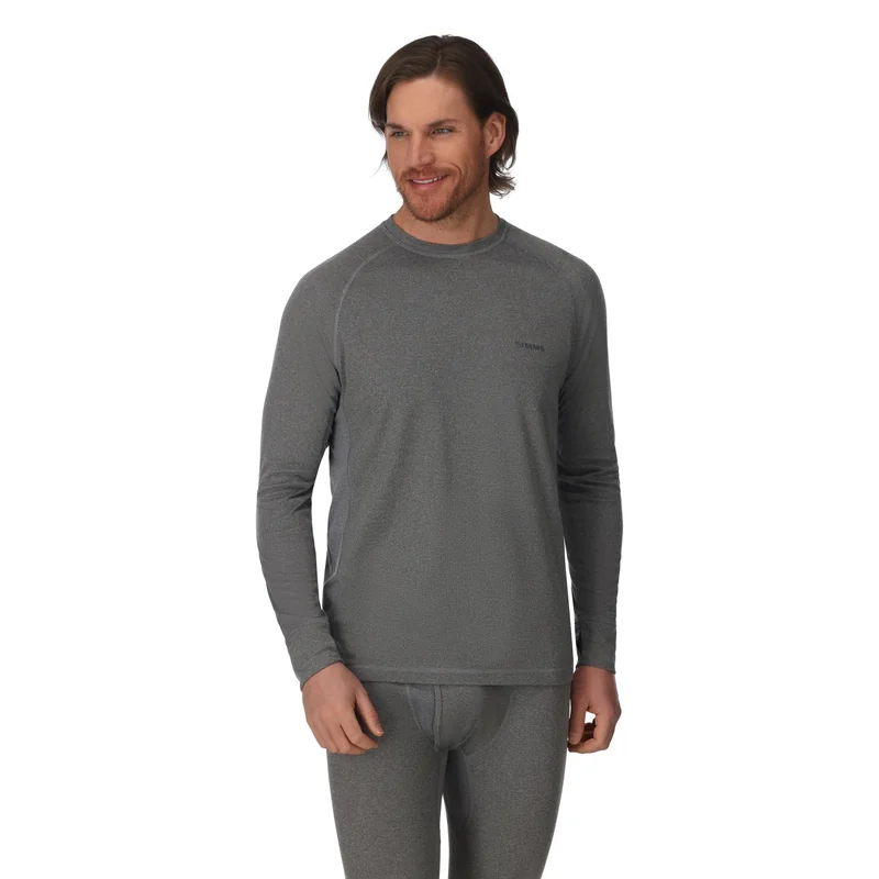 Koszulka termoaktywna Simms Strata 160 Crew Dark Grey Heather – rękaw raglanowy