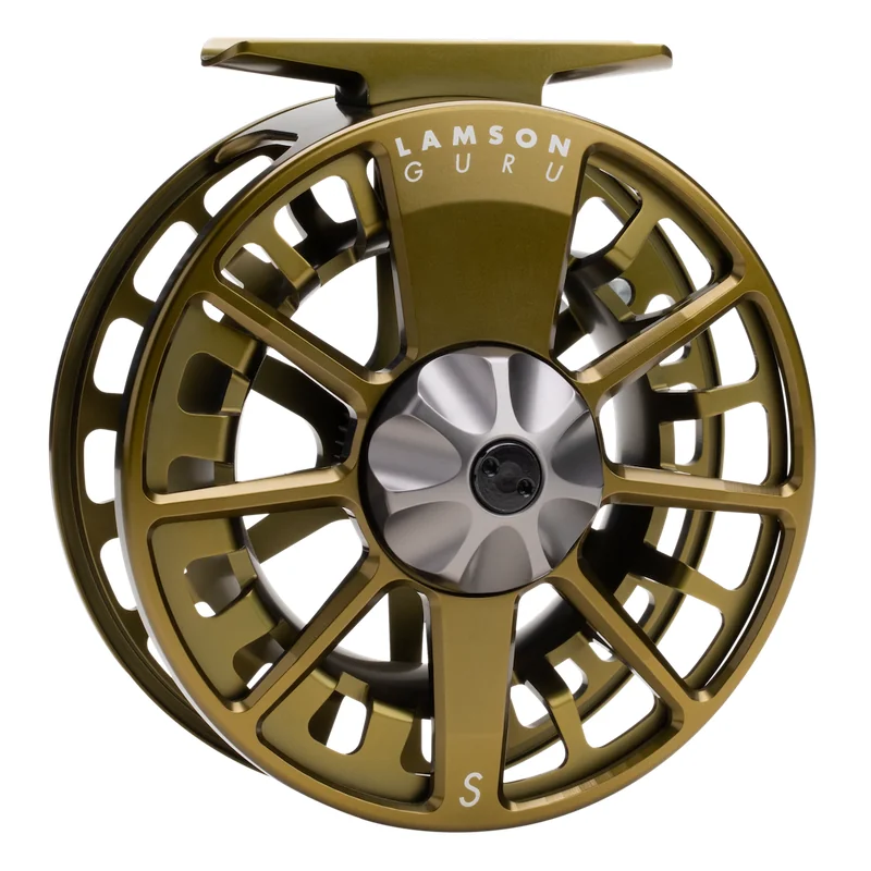 Kołowrotek muchowy Lamson Guru S – Olive Green od przodu