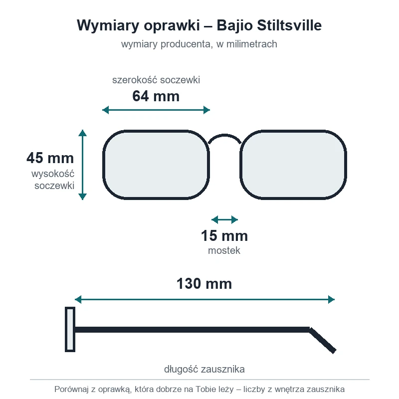 Okulary polaryzacyjne Bajio Stiltsville (soczewki szklane) – wymiary oprawki