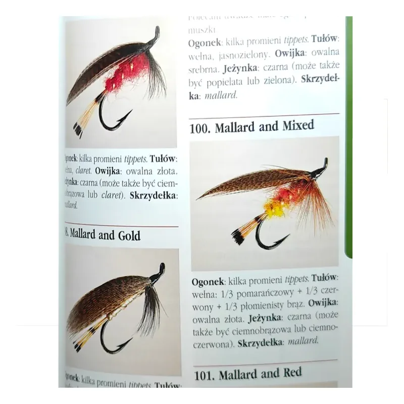 Receptury mokrych much Mallard and Mixed i Mallard and Red – strona z książki Sztuczne muszki